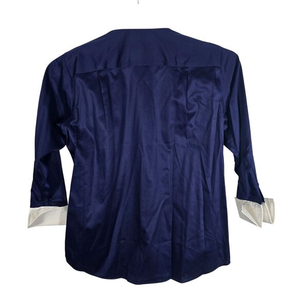 Donald J Trump Button Up Dress Shirt 16.5 French Cuff Blue White Long Sleeve - Picture 3 of 10